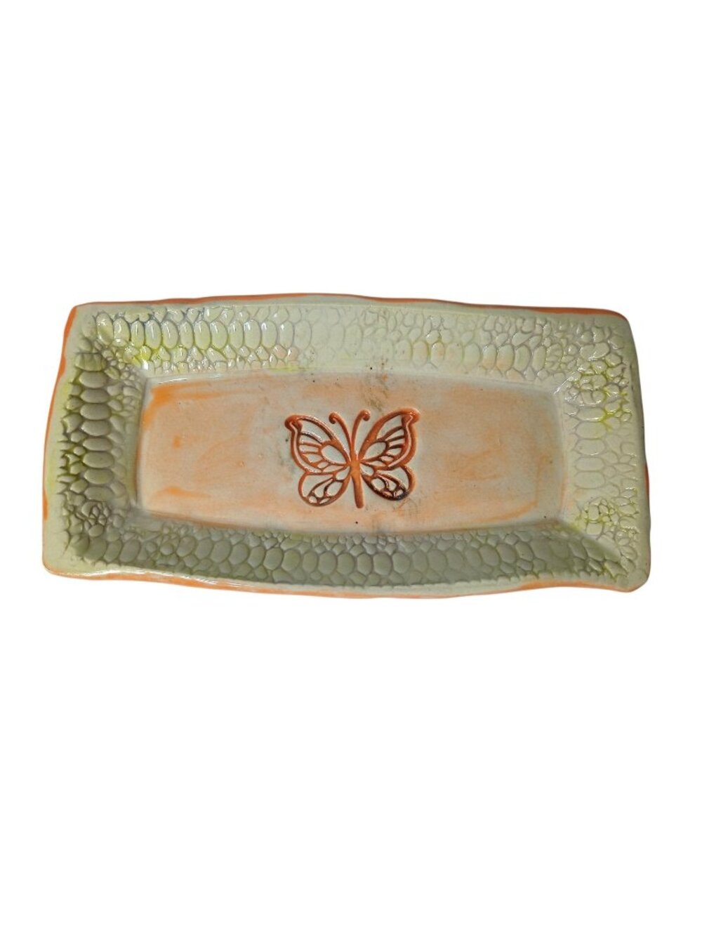 RAD Studio Art Pottery Textured Butterfly Dish Trinket Butter Soap Earthy Fairy